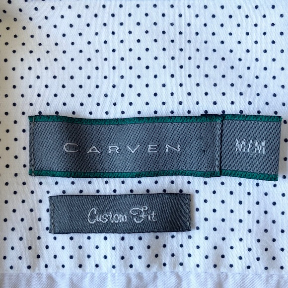 Carven Mens Button-Up Cotton Shirts Mens M White/Blue Striped cuffs - Picture 11 of 14